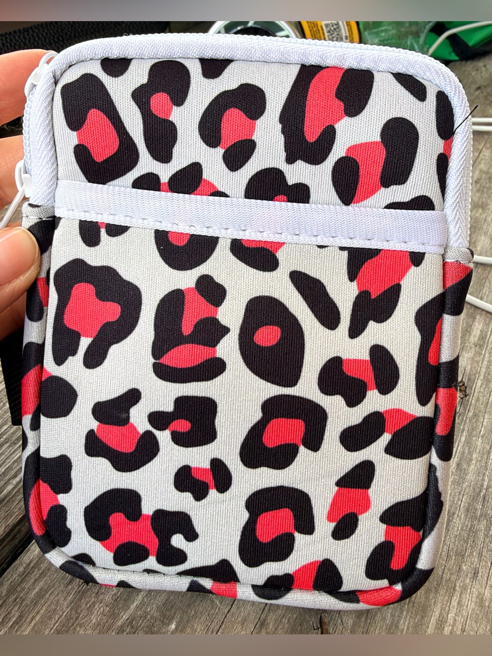 Leopard Print wallet/pouch bag - Pink & Black